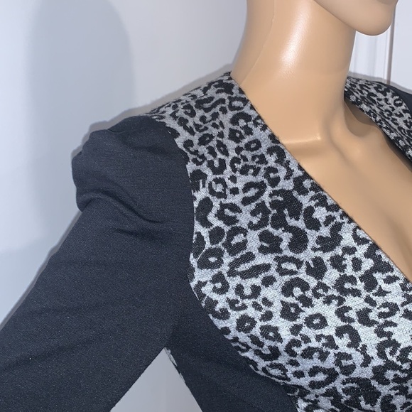 Rebecca Taylor Black Wool Animal Print Collarless Removable Peplum Jacket Size 2 - Picture 5 of 14